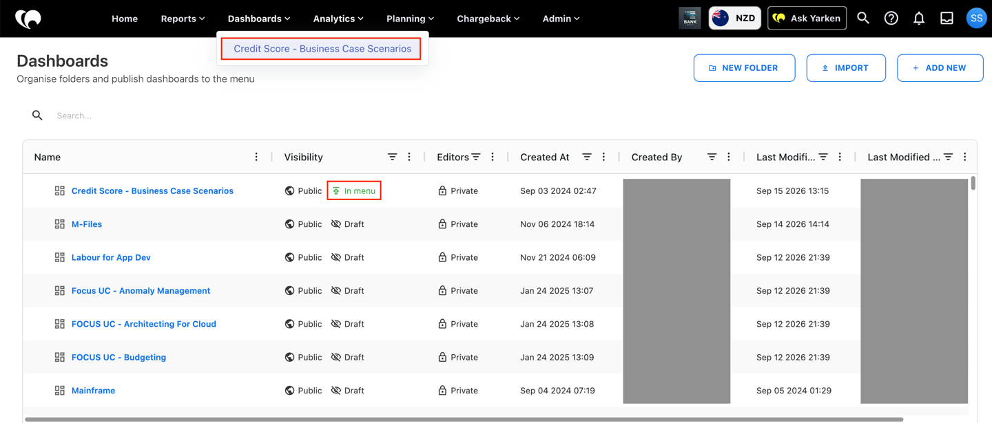 Bring Custom Dashboards into Yarkens navigation