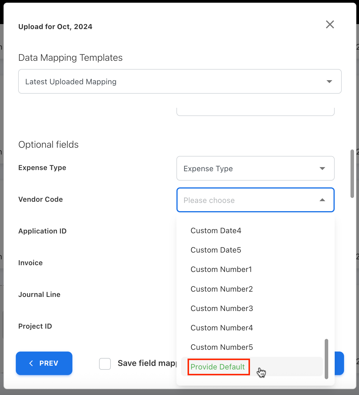 Data Mapping Defaults