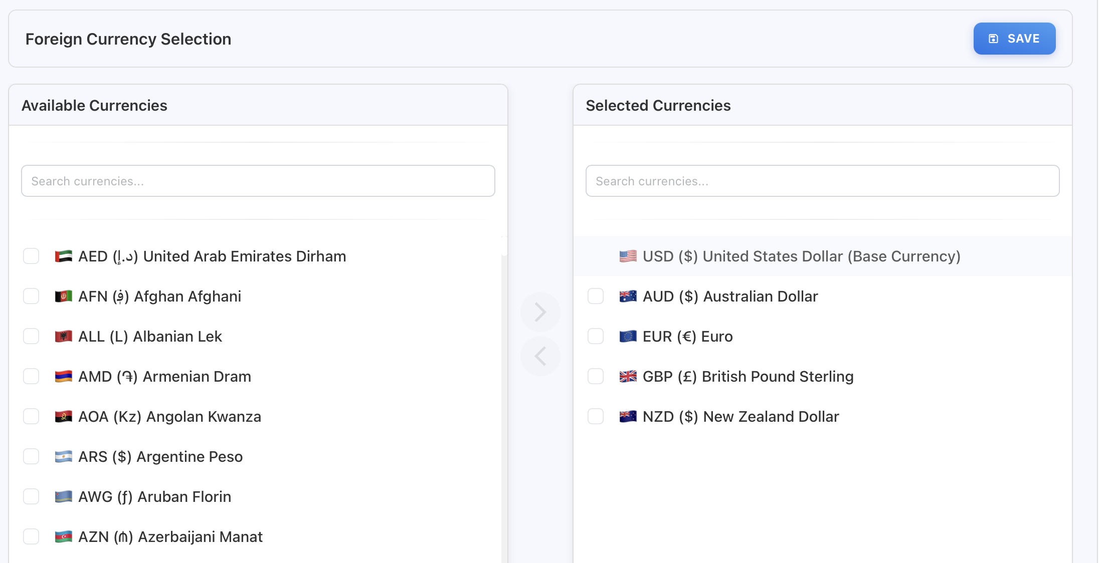 Foreign Currency Configuration