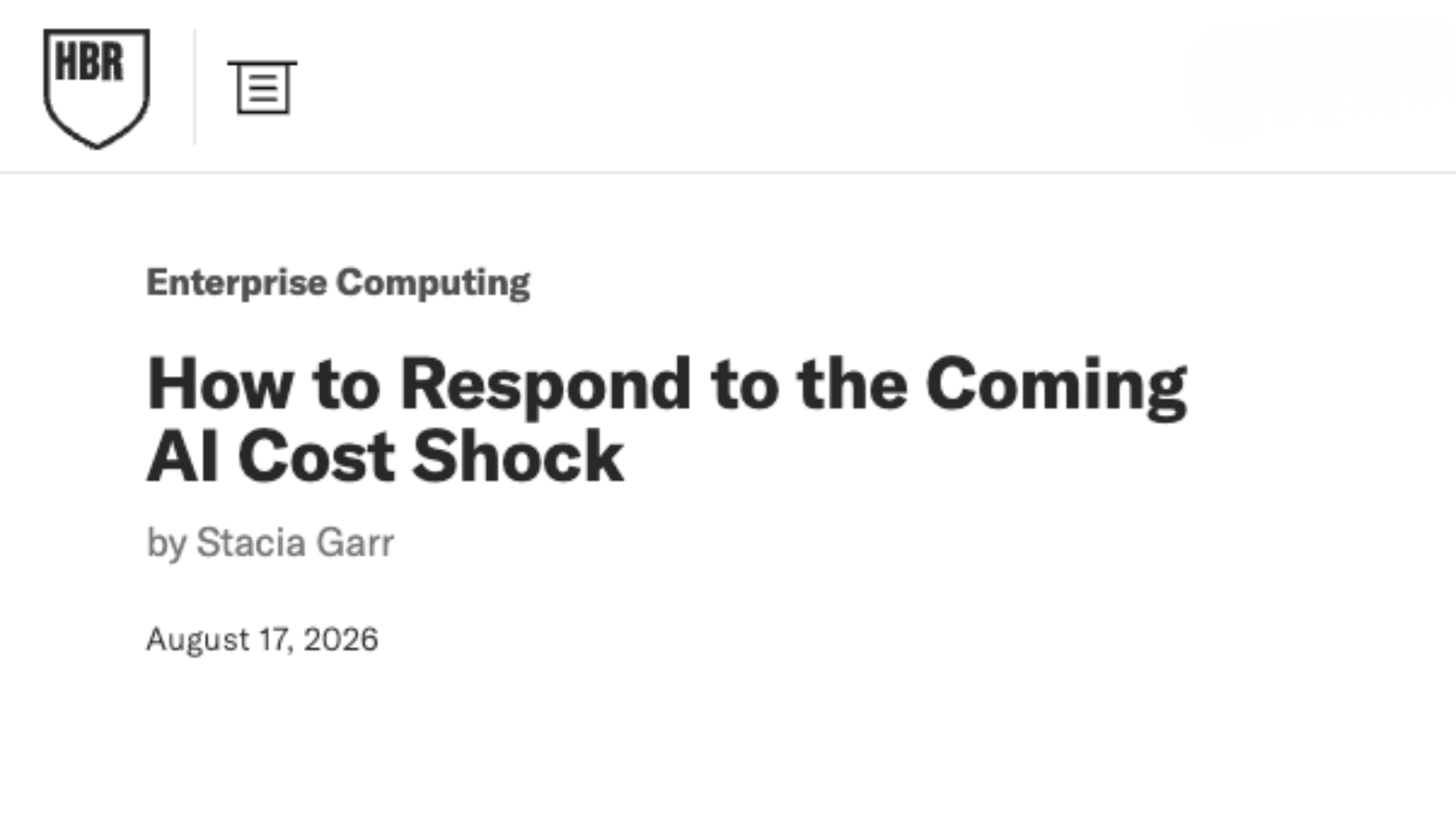 Harvard Business Review, How to Respond to the Coming AI Cost Shock