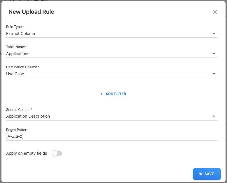 Extraction Rule Interface
