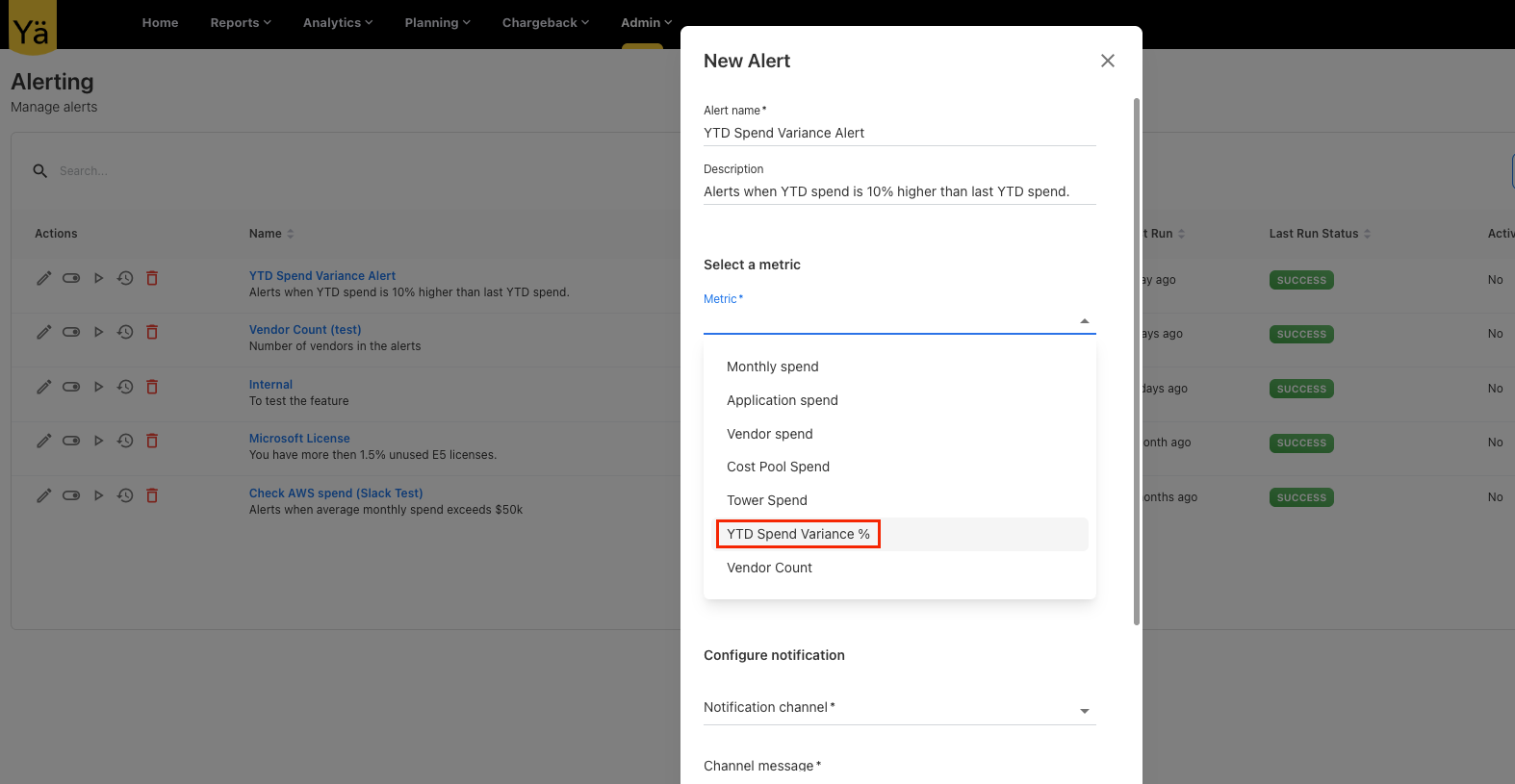 Spend Variance Alert